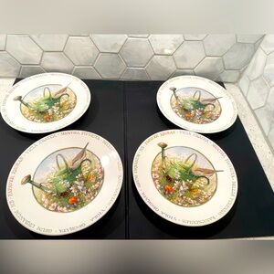 Marjolein Bastin Wildflower Meadow 8" Plate Flowers & Watering Can Vintage 4 Set